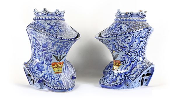 Coppia di grandi vasi in maiolica, Cantagalli  - Asta Asta a Tempo - Antiche Ceramiche e Porcellane da Collezione - Casa d'Aste Arcadia