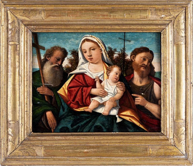 Scuola Veneta del XVI Secolo - Madonna Col Bambino e Santi