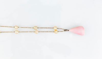 Collana con Perle Naturali, Conch Pearl e Diamanti