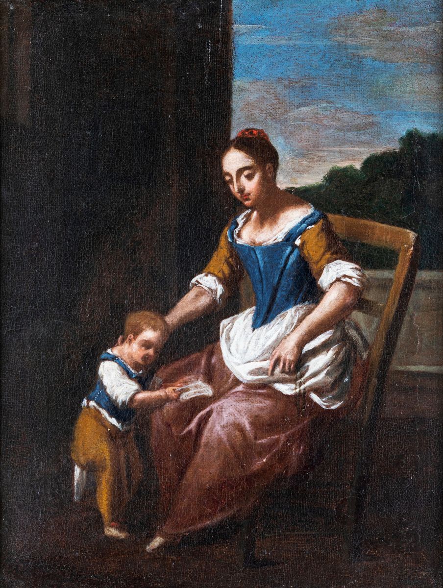 Antonio Amorosi - Madre con Bimbo che Legge