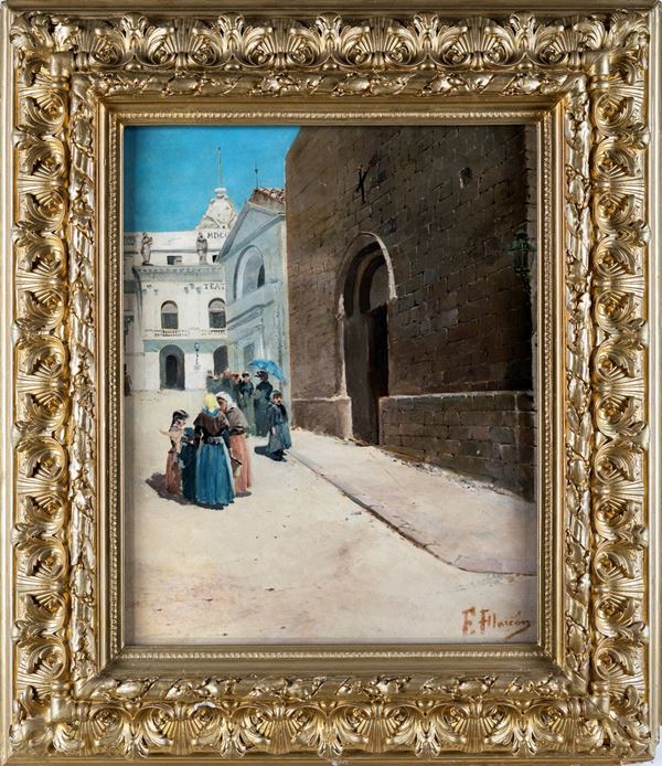 F&#233;lix  Alarc&#243;n Brenes - Scorcio di un paese siciliano