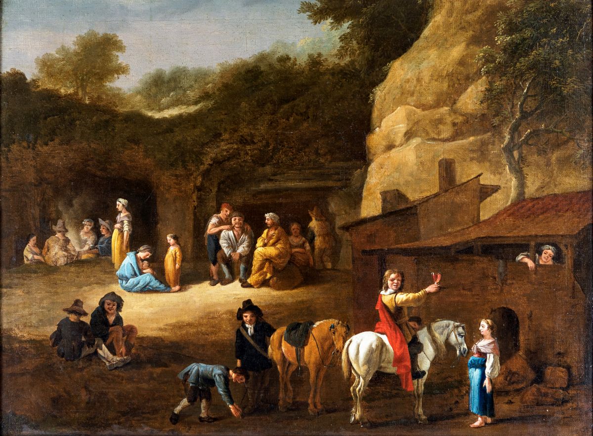 Pittore Bambocciante del XVII Secolo - Scena di Genere