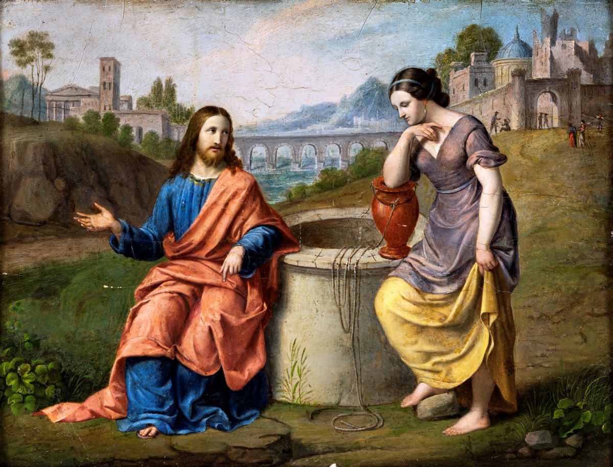 Scuola Ferrarese del XVII Secolo - Cristo e la Samaritana al Pozzo