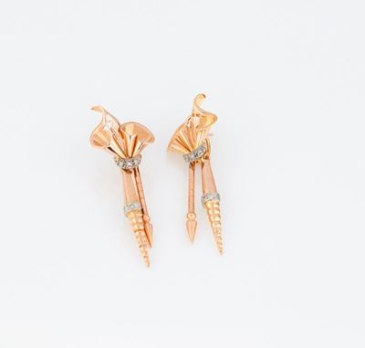 Orecchini Anni '40 in Oro Rosa e Diamanti