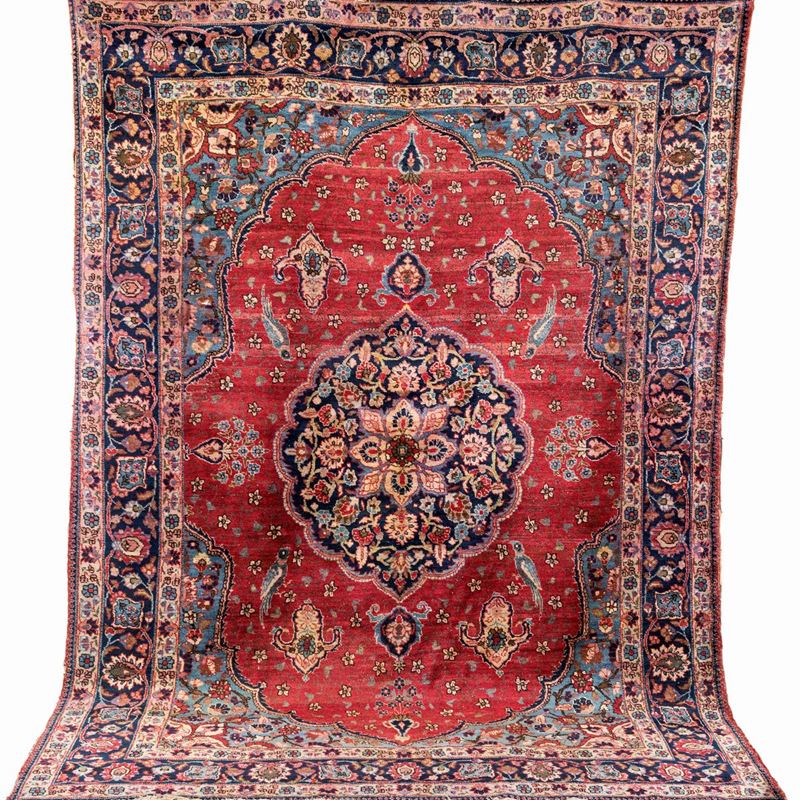 Grande Tappeto Persiano Tabriz Fondo Rosso