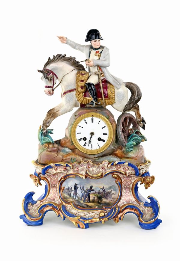 Orologio da tavolo in porcellana policroma, Jacob Petit, XIX secolo