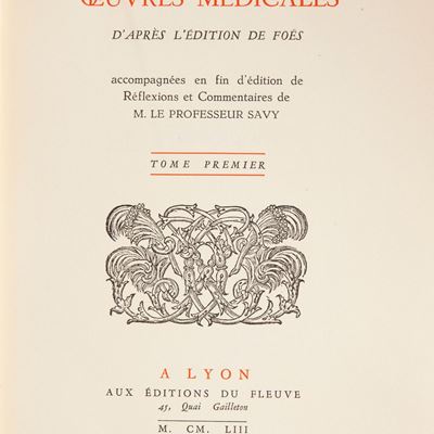 Hippocrate - Oeuvres Medicales D'apres L'edition De Foes