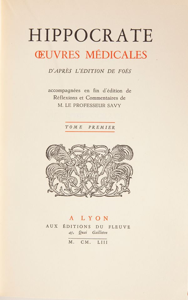 Hippocrate - Oeuvres medicales D'apres l'edition de Foes 