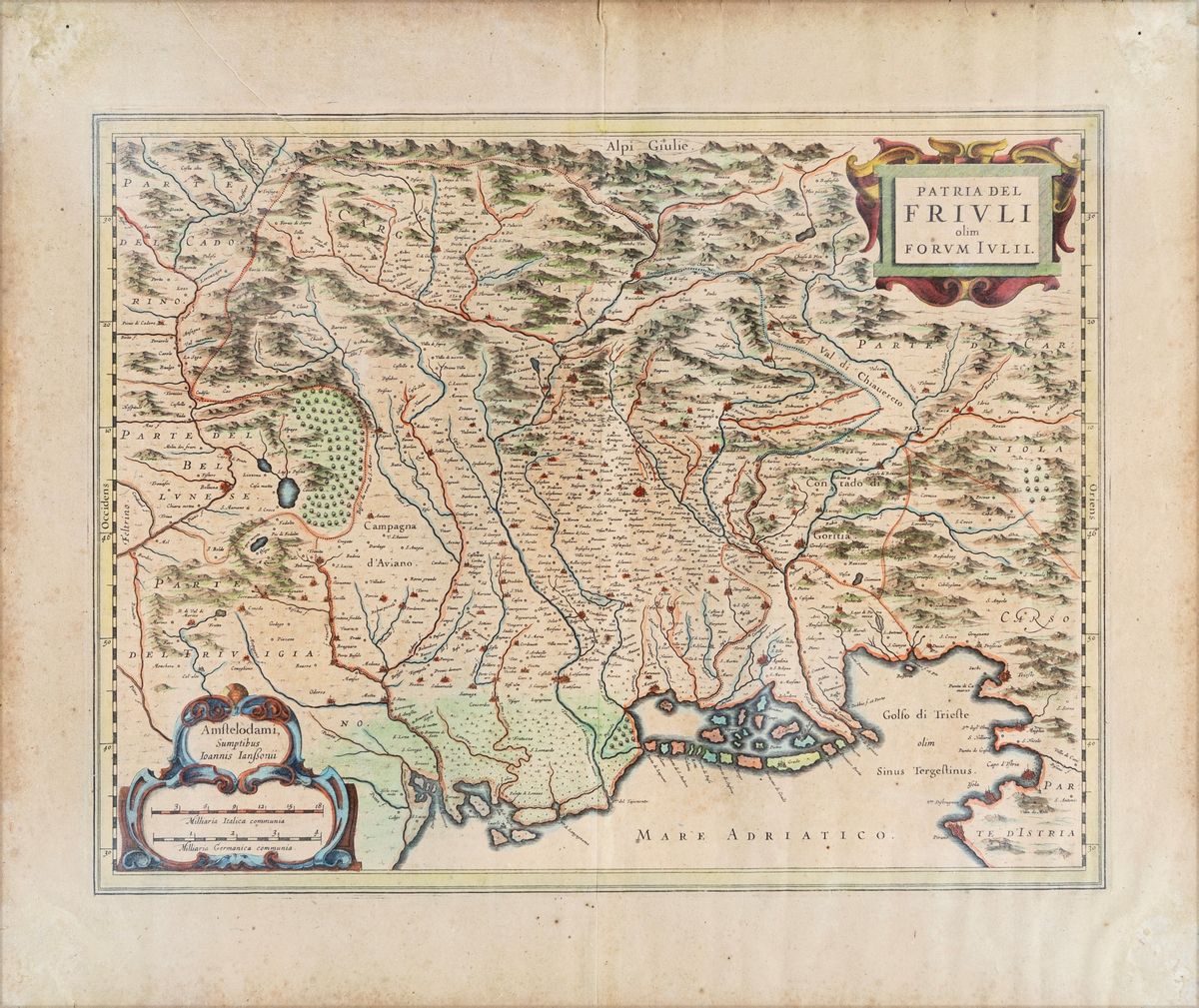 Johannes Janssonius - Patria del Friuli Olim Forum Iulii