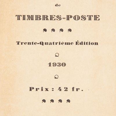 Yvert & Tellier, Champion - Catalogue Prix Courant De Timbres Poste 1930