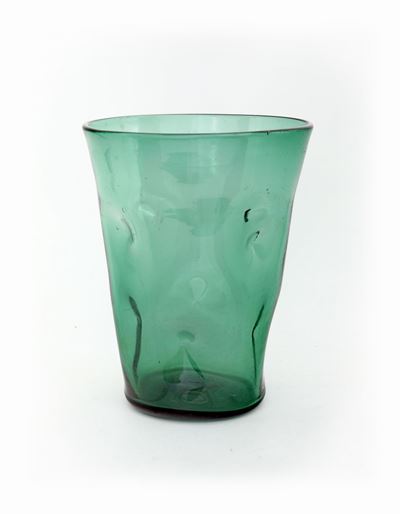 Vaso in Vetro Soffiato Verde Scuro, Murano