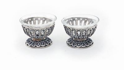Coppia di Piccole Saliere in Argento, Cesa, Anni Cinquanta