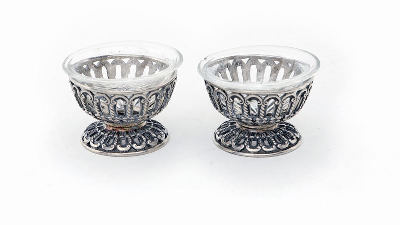 Coppia di Piccole Saliere in Argento, Cesa, Anni Cinquanta