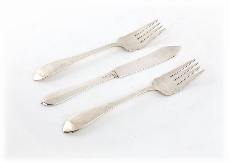 Tre Posate da Pesce in Argento Sterling, Cartier