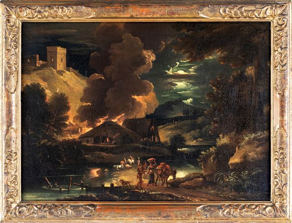 Pieter Muller detto il Cavalier Tempesta - Fuga da un villaggio in fiamme al chiaro di luna