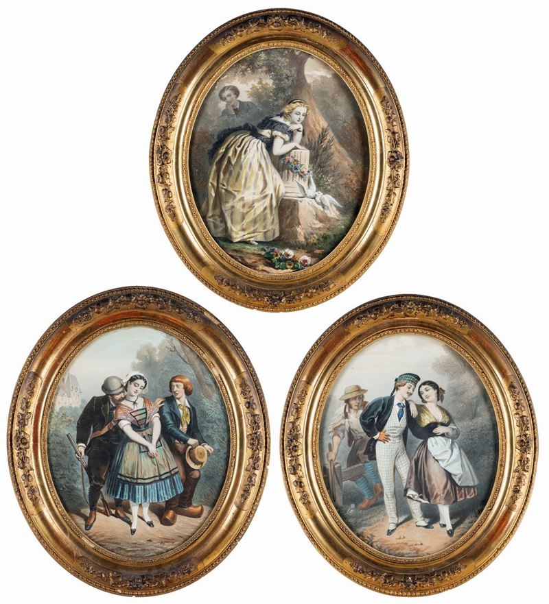 Pittore del XIX Secolo - Tre Allegorie di Proverbi