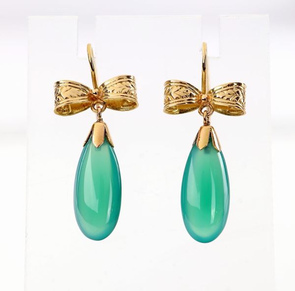 Orecchini in oro e crisoprasio  - Asta Fine Jewels and Watches - Casa d'Aste Arcadia
