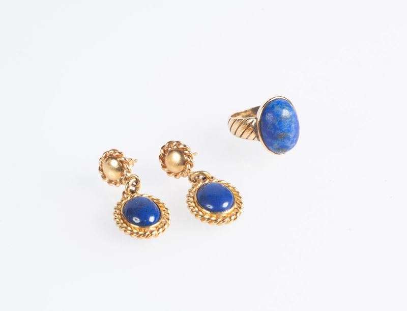 Parure Anello e Orecchini in Oro e Lapislazzuli