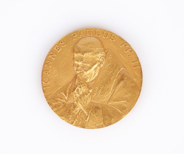 Enrico Manfrini - Enrico Manfrini - Medaglia in bronzo dorato Visita di Papa Giovanni Paolo II a Montecitorio 2002