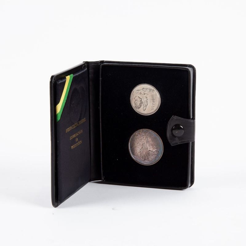 Brasile - Lotto 2 Monete: 20 Cruzeiros D'argento e 1 Cruzeiro 1972 in Nickel