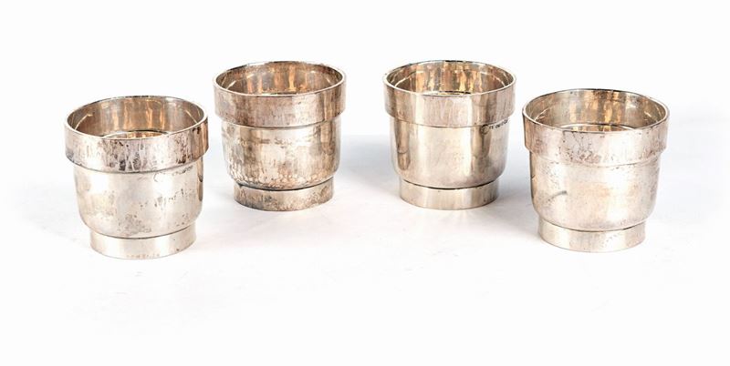 Quattro Bicchieri in Argento Sterling, Argentiere Brandimarte,