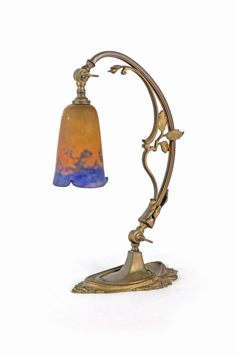 Lampada da Tavolo in Ottone, Muller Frères Luneville, Francia, Anni Trenta