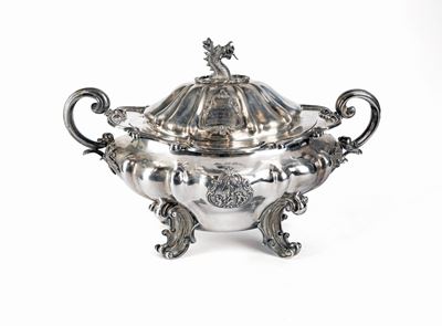 Zuppiera in Argento con Coperchio, Londra 1840, Argentiere Benjamin Smith