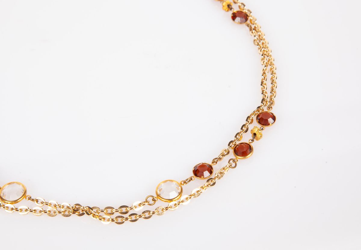 Collana in Metallo Dorato e Strass