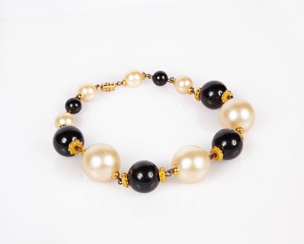 Collana perle bijou bianche e nere