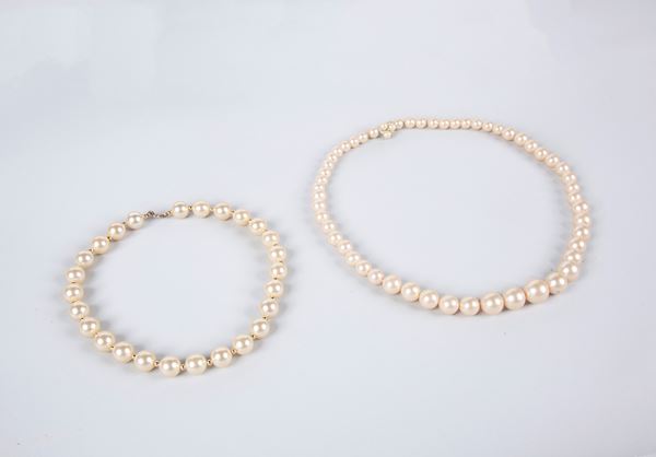 Coppia di collane di perle bijou