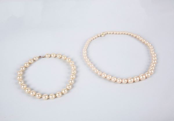 Coppia di collane di perle bijou