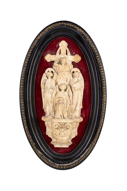 Scultore del XIX Secolo - Gruppo in Gesso con Angeli Oranti