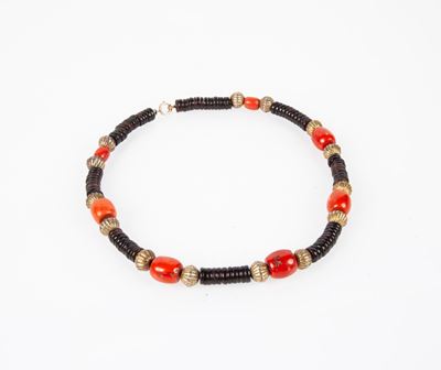 Collana Legno , Corallo Bambù e Metallo