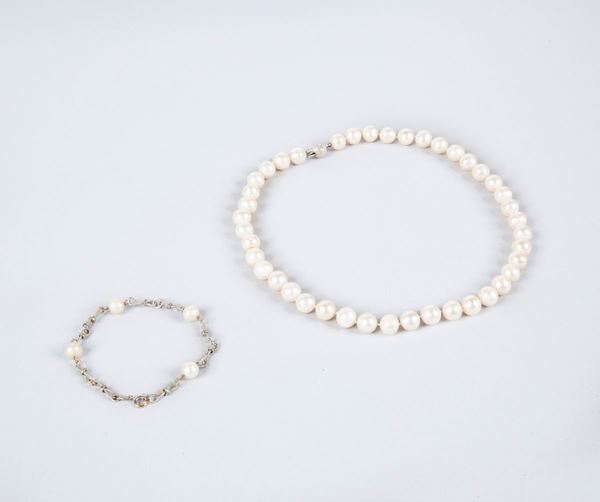 Parure collana e bracciale perle freshwater