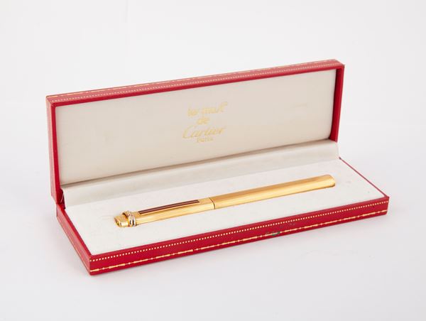Cartier Must de Stylos - Penna a sfera in metallo placcato in oro giallo e smalto