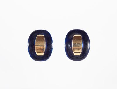 Orecchini in Metallo Dorato e Smalto Blu