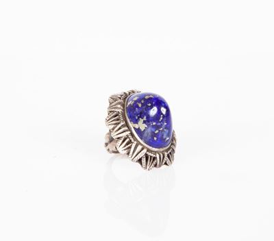 Anello in Argento e Pietra Tipo Lapislazzuli Taglio Pan De Azucar