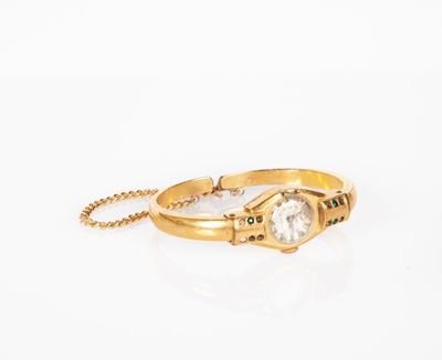 Orologio a Manetta in Metallo Dorato e Pietre di Sintesi