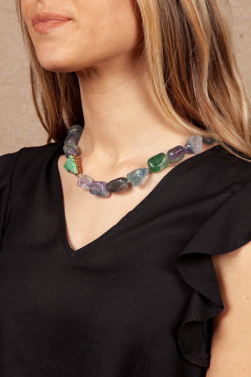 Collana in Oro e Fluorite