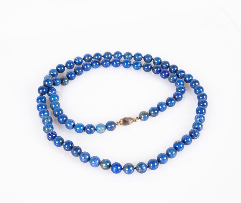 Collana di Sodalite e Metallo Dorato