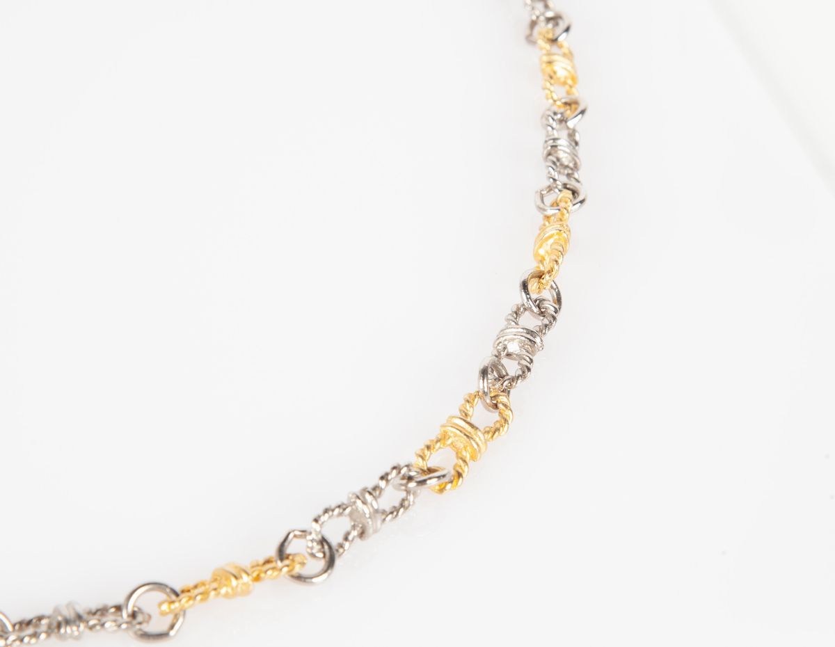 Collana Lunga in Metallo e Metallo Dorato