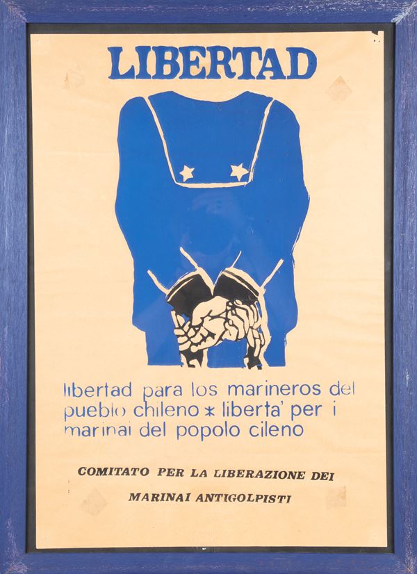 Comitato per la liberazione dei marinai anti-golpisti, manifesto  (Anni '70)  - stampa - Asta Asta A Tempo - Libri d'arte, D'artista e Manifesti - Casa d'Aste Arcadia