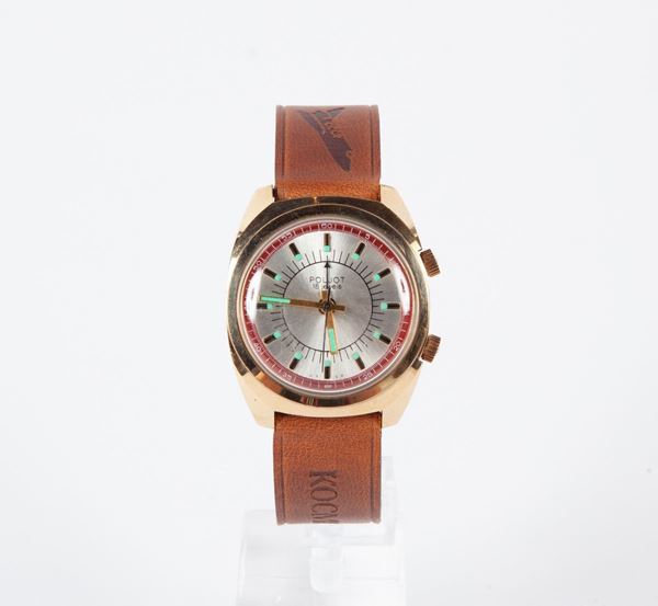 Poljot - Orologio sveglia da polso automatico da uomo in acciaio e metallo dorato
