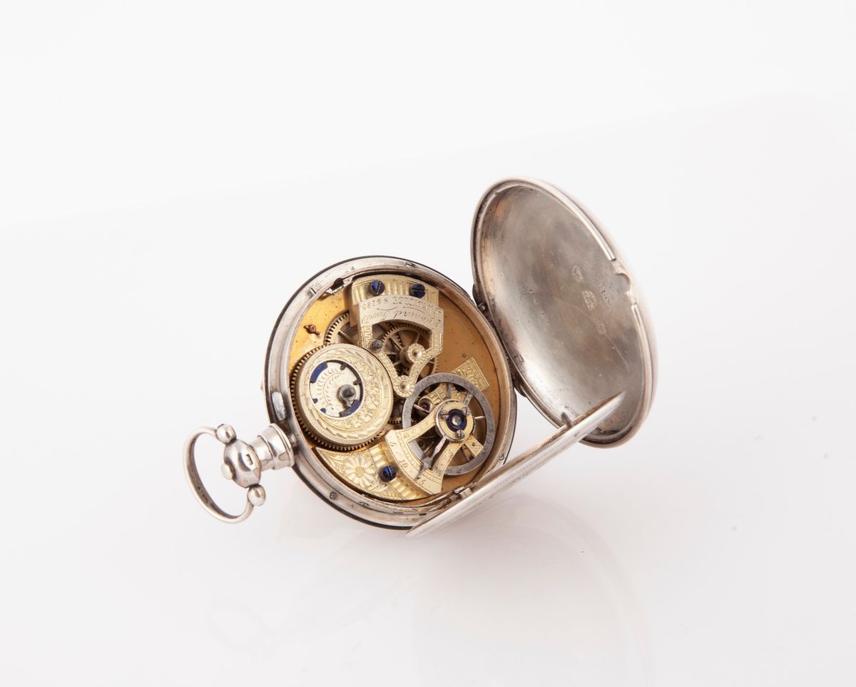 Edouard Juvet a Fleurier - Orologio da Tasca con Secondimetro in Argento per il Mercato Cinese/or...