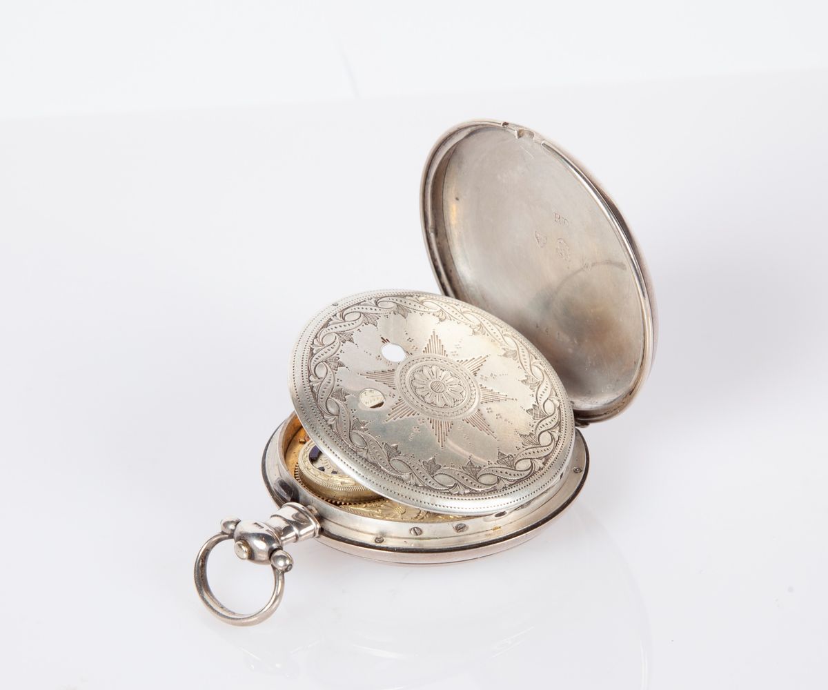 Edouard Juvet a Fleurier - Orologio da Tasca con Secondimetro in Argento per il Mercato Cinese/or...