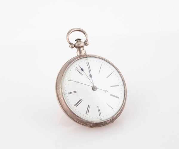 Freres Bovet a Fleurier - Orologio da tasca con secondimetro in argento per il mercato cinese 1850 ca. Quadrante in smalto. Firmato sul movimento