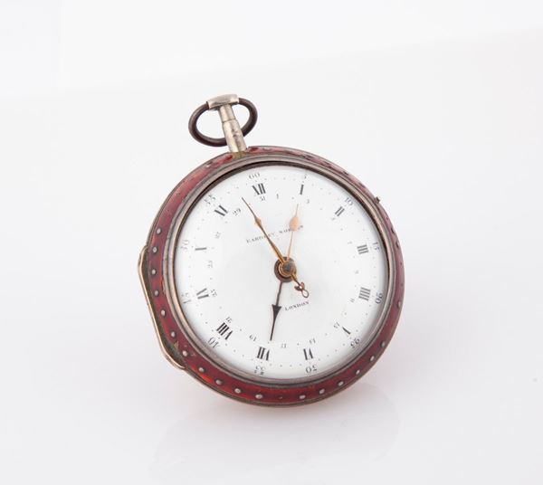 Eardley Norton London - Orologio da tasca in argento con datario a doppia cassa inizi XIX secolo. Scappamento a verga con carica a chiavetta. Firmato sul quadrante e sulla piastra in ottone dorato