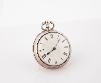 William True - Orologio da Tasca a Doppia Cassa in Argento 1790 Ca. Scappamento a Verga con Caric...