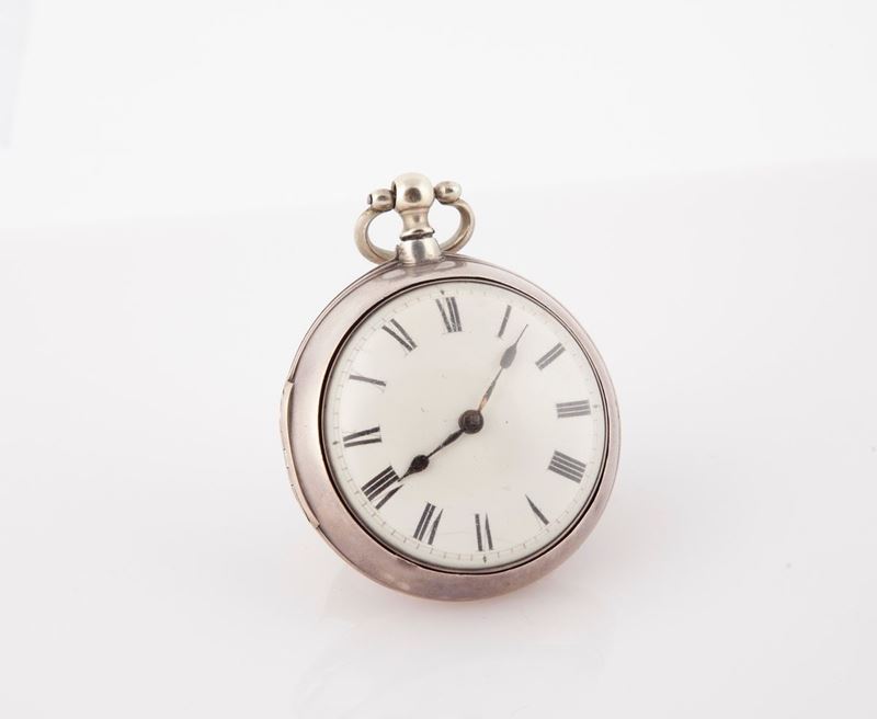 William True - Orologio da Tasca a Doppia Cassa in Argento 1790 Ca. Scappamento a Verga con Caric...