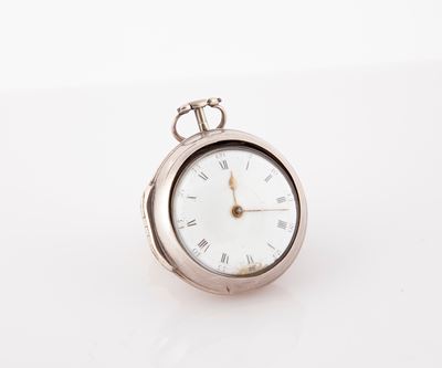 Andrew Dunlop London - Orologio da Tasca a Doppia Cassa in Argento 1780 Ca. Scappamento a Verga c...